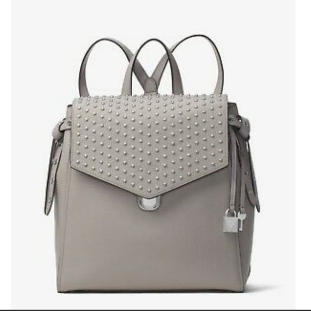 Michael Kors MK Bristol Studded Gray Backpack Bookbag
